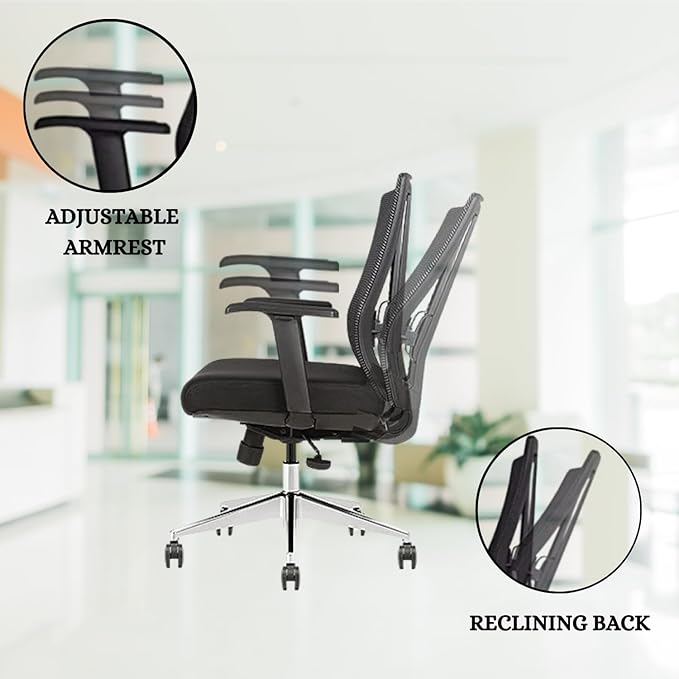 Ergonomic Conference Room Chair Mesh Back with Seat Slide - Adjustable Lumbar Support Computer Desk Chair with Height Adjustable Arms - 5-Star Polished Aluminum Base (Pack of 6)-DeskLoop Office