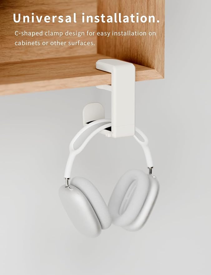 Headphone Hook Under Desk Holder 360-Degree Adjustable Rotation, easy spring - Image 3