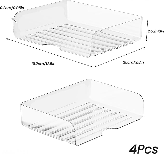 Tomorotec Desk Letter Tray Set, A4 Size Clear PET Stackable Document Organizer - Image 3