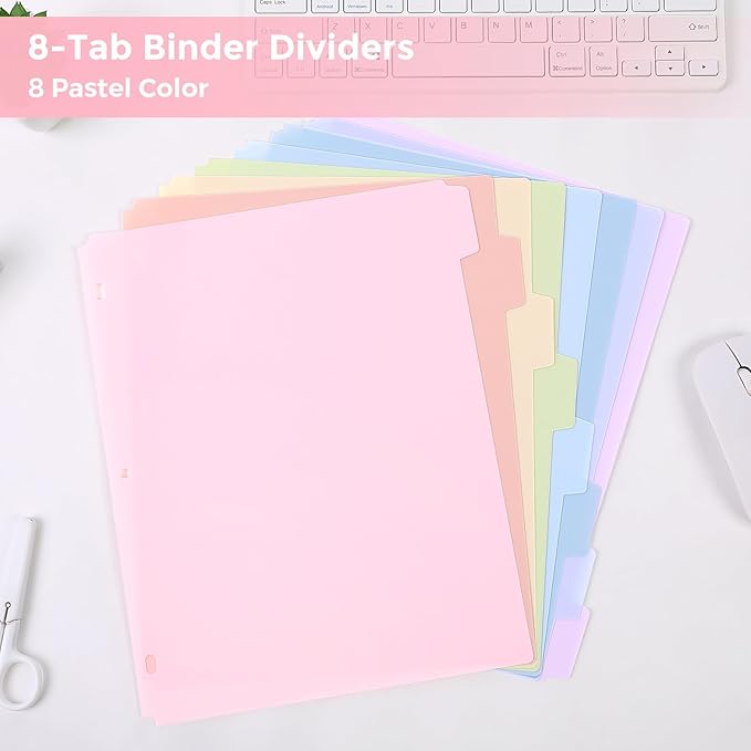 SKYDUE Durable Plastic 8-Tab Dividers, Big Tab Dividers - Image 4