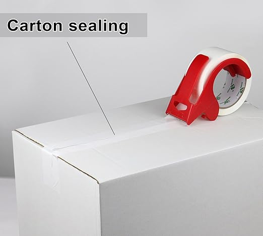 BOMEI PACK White Packing Tape with Dispenser, 2.4 Mil 1.88 Inch x 60 Yards, 6 Refills Rolls White Tape for Box Moving, Shipping and Packaging-DeskLoop Office