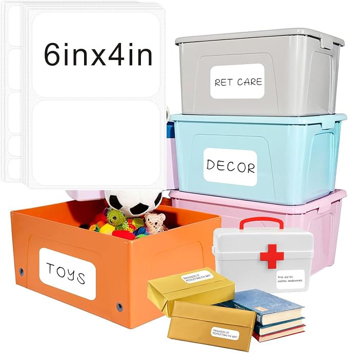 160 Pcs Labels for Storage Bins, Removable Labels for Storage Bins, Tear by KIUKIUO