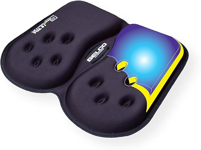GSeat Ultra Orthopedic Gel and Foam Seat Cushion (Black) – for Coccyx, Back, Tailbone, Prostate, Postnatal, and Sciatica Pain/Discomfort – Office, Car, Chair, Travel-DeskLoop Office