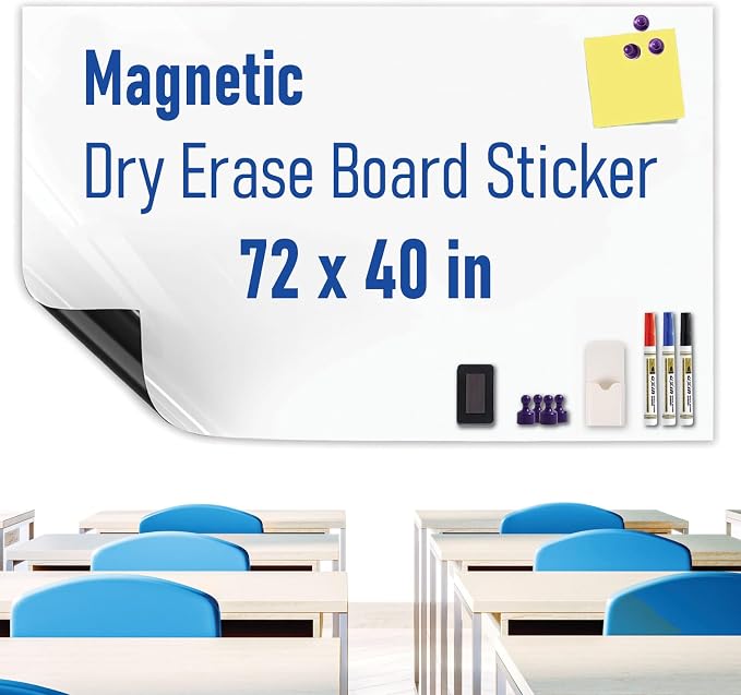 Large Magnetic Whiteboard Sticker Dry Erase Board by HeatPomelo