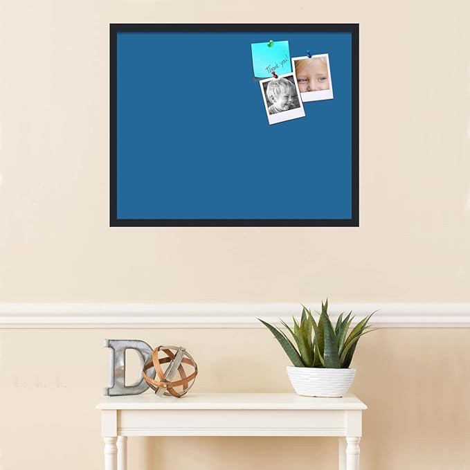 PinPix 30x24 Inch Cork Bulletin Board. This Decorative Framed Pin Board Comes with Navy Pastel Design and a Satin Black Frame. Ideal for Home Office Decor or Message Board (PinPix-1811)-DeskLoop Office