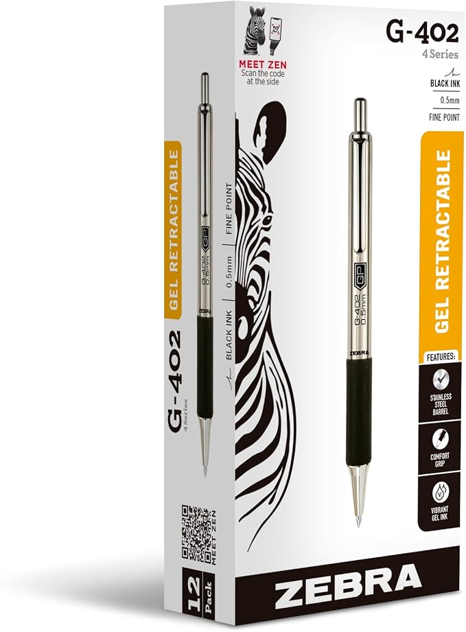 Zebra Pen STEEL G-402 Retractable Gel Pens by ZebraPen