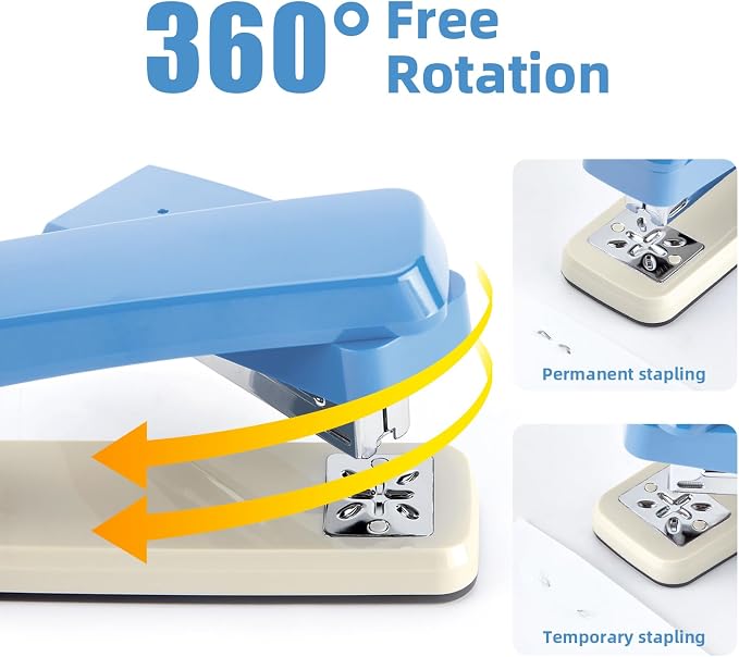 Deli/EZWORK Swing-Arm Swivel Stapler, 25 Sheets Capacity, 360 Degree Rotate - Image 3