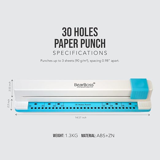 Bearboss 30 Hole Paper Punch, Planner Hole Punch, Adjustable Hole Puncher - Image 4