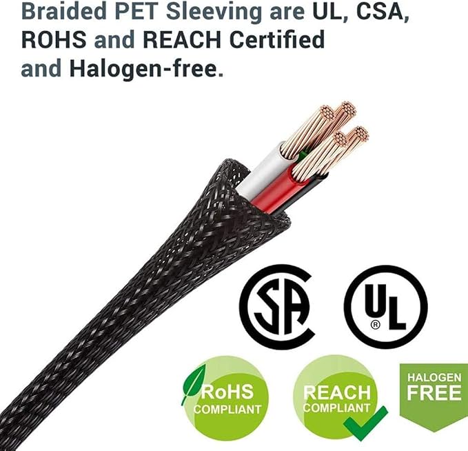 25ft - 3/4 Inch Cable Management Sleeve Protector, Wire Loom PET Expandable - Image 6