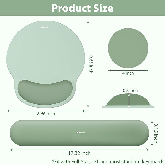 Sushret Mouse Pad and Keyboard Wrist Rest, 3-in-1 Gel Memory Foam Ergonomic - Image 7