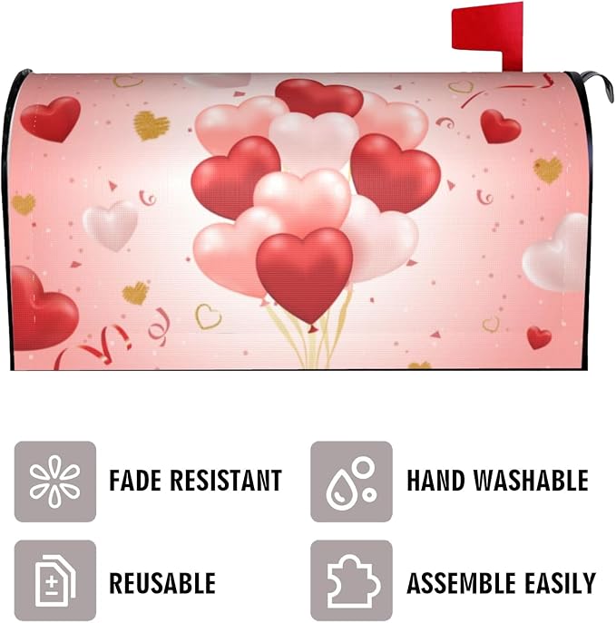 Valentine's Day Heart Shape Balloon Magnetic Mailbox Cover - Image 3