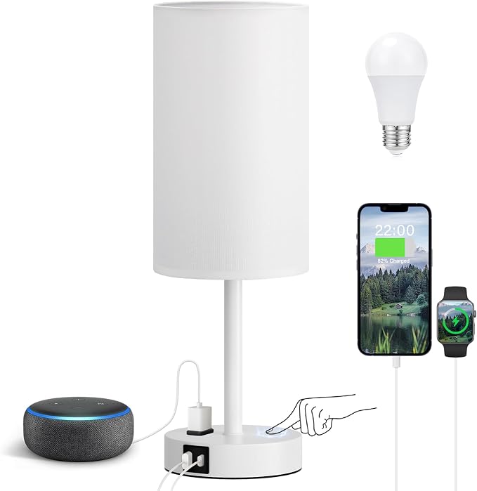 Fenmzee White Nightstand Bedroom Lamp by Fenmzeelighting