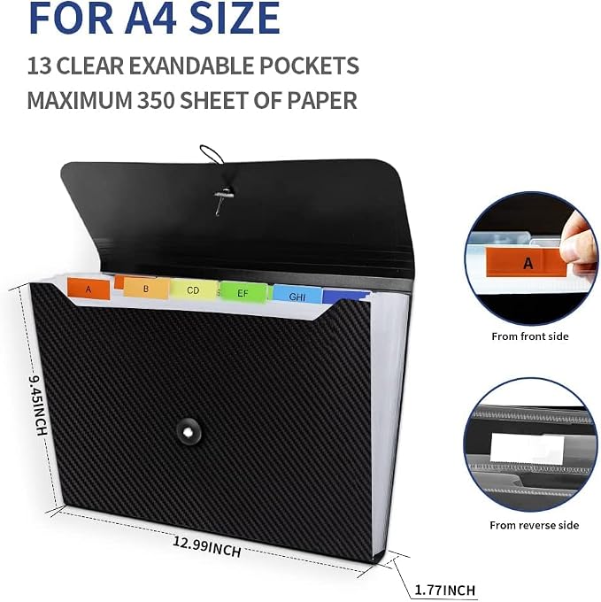 2Pcs Expanding File Folder, 13 Pockets Accordion File Holder Organizer - Image 3