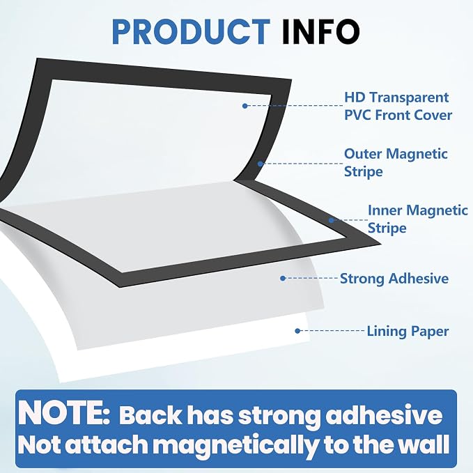 NUITPY 5 Pack Magnetic Sign Holder, 8.5in x 11in Self Adhesive Wall Mount - Image 3