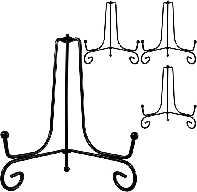 HENABLE 4PCS Premium Black Iron Plate Stands by HENABLE
