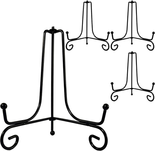 HENABLE 4PCS Premium Black Iron Plate Stands by HENABLE