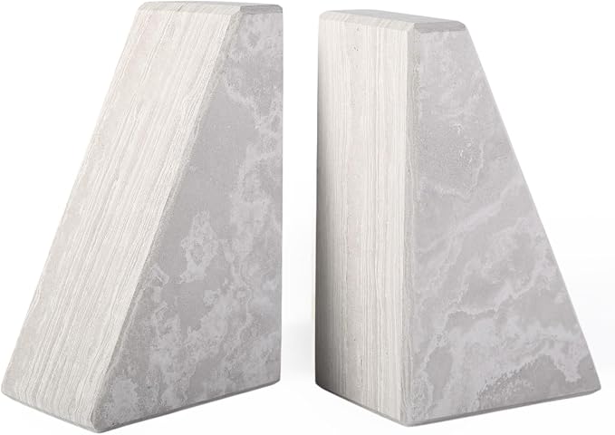 Marble Bookends for Heavy Books, Decorative Book Ends for Shelves, Durable and - Image 3