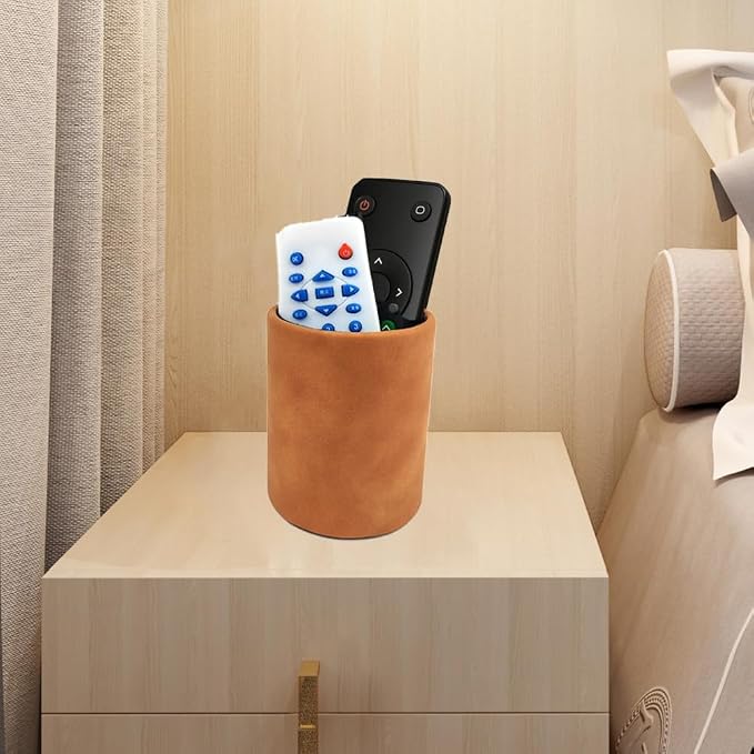 Leather Pen Holder, Light Brown Pencil Holder, Desktop Elegant Pen Holder - Image 4