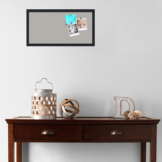 PinPix 24x12 Inch Cork Bulletin Board. This Decorative Framed Pin Board Comes with Dark Stone Design and a Satin Black Frame. Ideal for Home Office Decor or Message Board (PinPix-1808)-DeskLoop Office