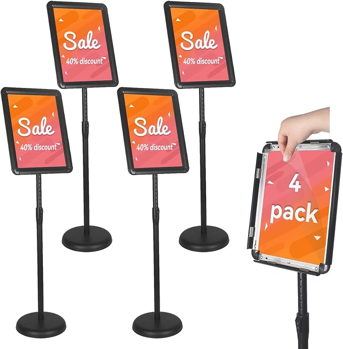 HUAZI Adjustable Sign Holder Stand 4PACK Floor Sign Holder by HUAZI