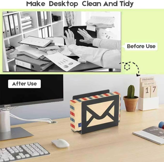 Desktop Letter Holder, Metal Desktop Mail Holder - Image 5