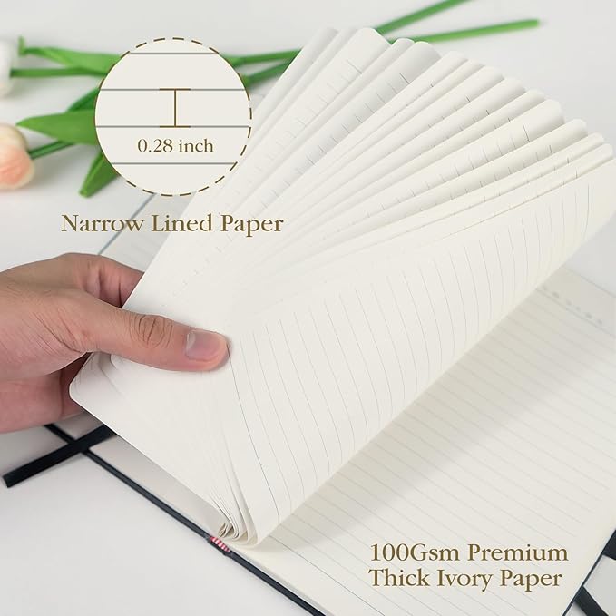 A5 Lined Journal Notebook - 100 GSM Thick Paper, 8 Pack Hardcover Journaling Notebooks for Writing, Work, Travel, School, College Ruled Journals for Women Men, PU Leather Note Books, 5.5”x8.3”-DeskLoop Office