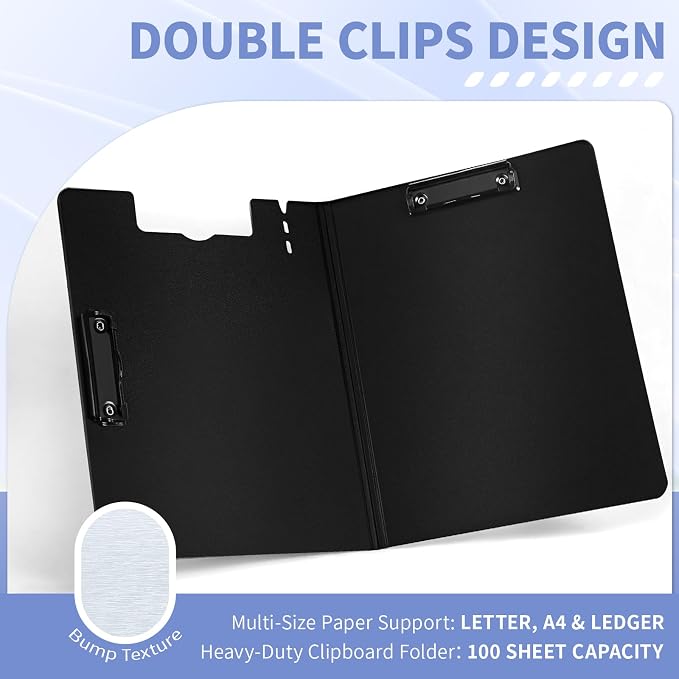 Clipboard Folder, with Dual Metal Clips, Embossed-Texture, Folding 360° Rotating - Image 2
