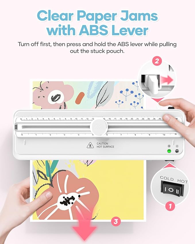 Kejector Laminator Machine, 9 Inch with 20 A4 Sheets Thermal and Cold Lamination Built in Cutter Quick Warm Up for Home Office School, White-DeskLoop Office