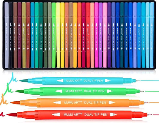 35 Dual Markers Pen for Adult Coloring Book, Coloring Brush Art Marker by mumu+art