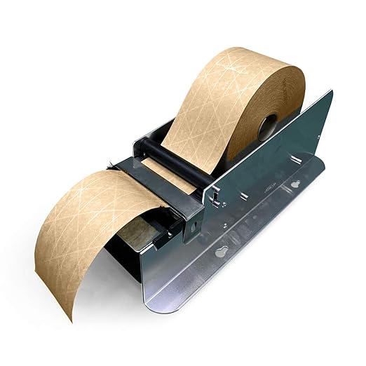 IDL Packaging Dispenser with 2 Rolls of Reinforced Water-Activated Kraft Gummed Tape, Water Reservoir & Moister Brush