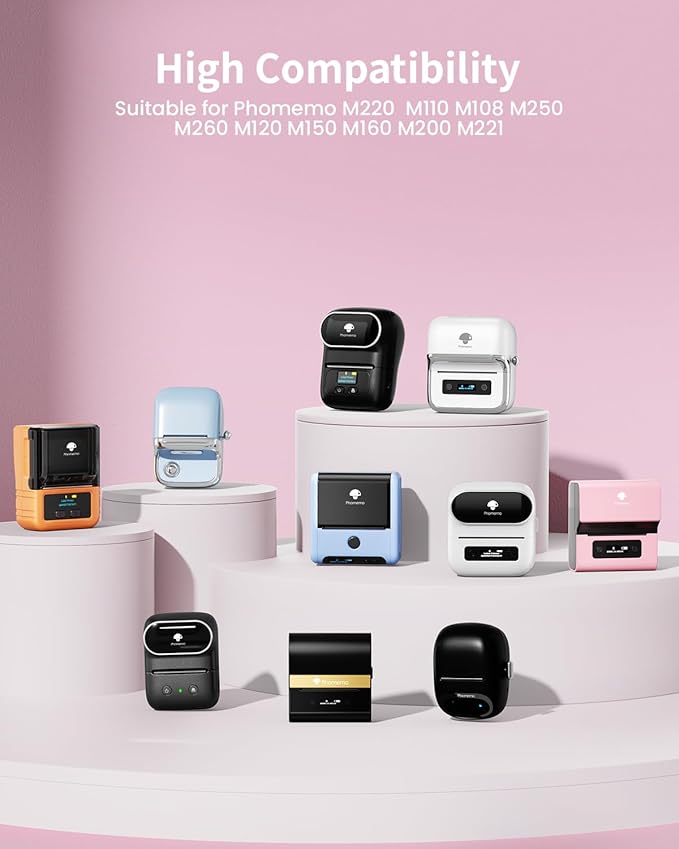 Phomemo M220 Labels,3 Roll Pink Labels for M220 M110 M108 M250 M260 M221 M200 M120 M150 Label Maker,1.57'' x 1.18''(40 x 30mm) Sticker Label for Barcode,Name,Home,Office,School-DeskLoop Office