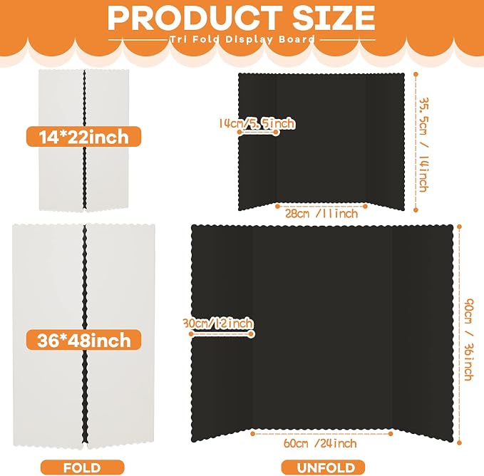 Ctosree 18 Pcs 14 * 22inch Tri Fold Poster Board Bulk, Science Fair Project - Image 2