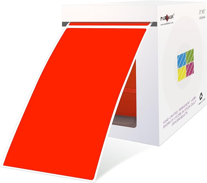 PARLAIM 3" x 5" Rectangle Sticker Labels Adhesive Color Code Stickers, by PARLAIM