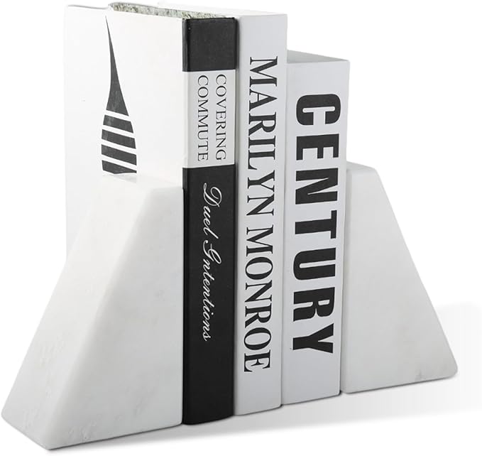 Karibiber Marble Book Ends Decorative, Unique Bookends by Karibiber