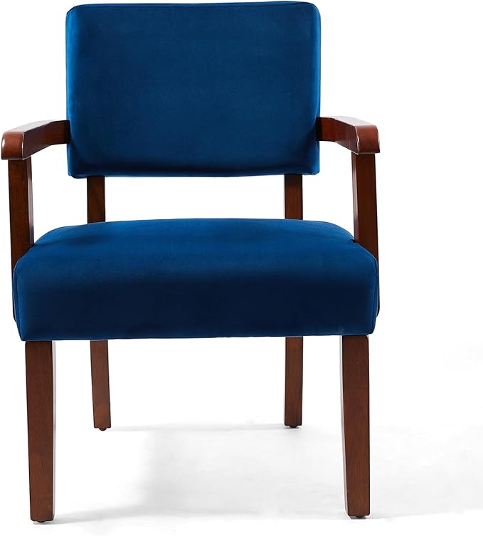 Accent Chair Set of 2 with Table, Living Room Chairs with Velvet Soft Seat & Armrests for Living Room Bedroom Reading Room Waiting Room (Velvet Navy)-DeskLoop Office