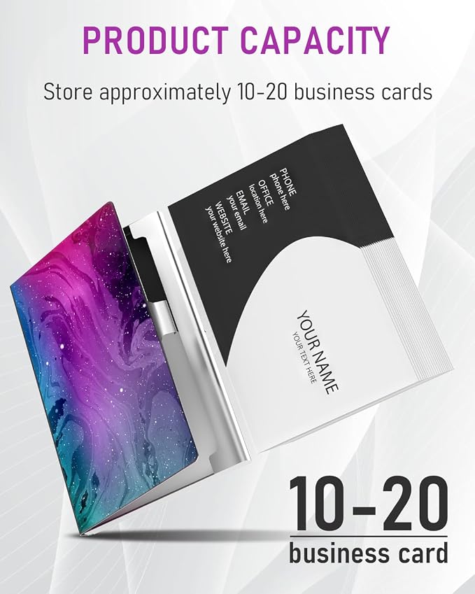 Business Card Metal Slim Organizer, Professional Stainless Steel Square Pocket - Image 2