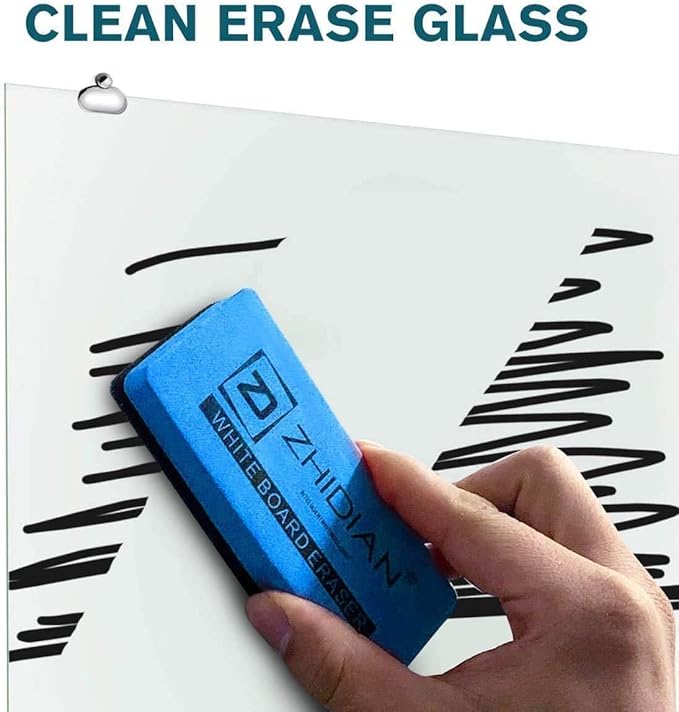 2-in-1 Glass White Board 72" x 43" Extra Large Splicing Magnetic Tempered Glass Whiteboard for Wall, ZHIDIAN Morden Glass Dry Erase Board Frameless Bulletin Board for Office, Home, School-DeskLoop Office