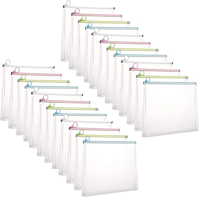 9x12 Clear Zip Plastic Envelopes File Document Paper Holder Pack of 24 by YESSART