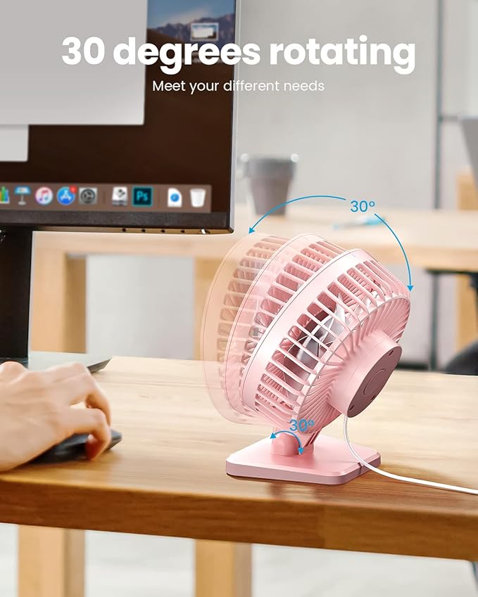 Gaiatop USB Desk Fan, Small But Powerful, Personal Portable Quiet 3 Speeds - Image 4