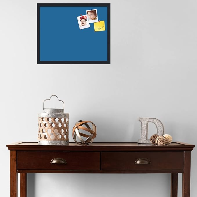 PinPix 21x17 Inch Cork Bulletin Board. This Decorative Framed Pin Board Comes with Navy Pastel Design and a Satin Black Frame. Ideal for Home Office Decor or Message Board (PinPix-1811)-DeskLoop Office