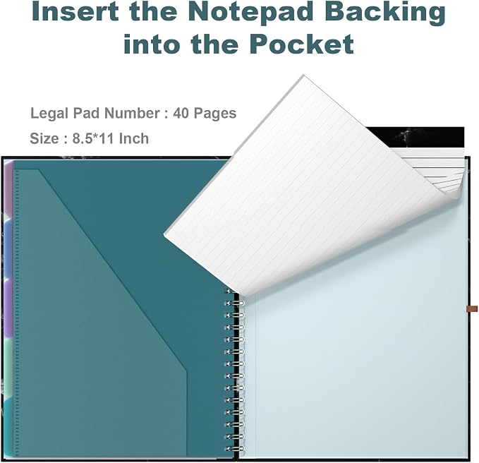 Hongri Clipboard Folio with Refillable Lined Notepad, 8.5 x 11 Folders with - Image 5