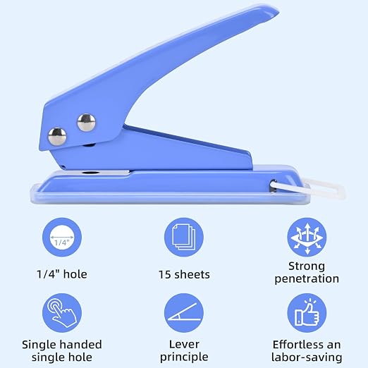 Single Hole Puncher, 3 Pack ，1/4" Hole, 50% Labor Savings, Heavy Duty Metal - Image 9