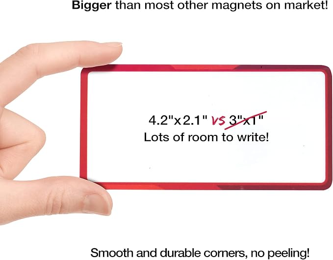 24 Pieces Big Dry Erase Magnetic Labels 4.2" x 2.1" | Writable Magnetic Name - Image 2