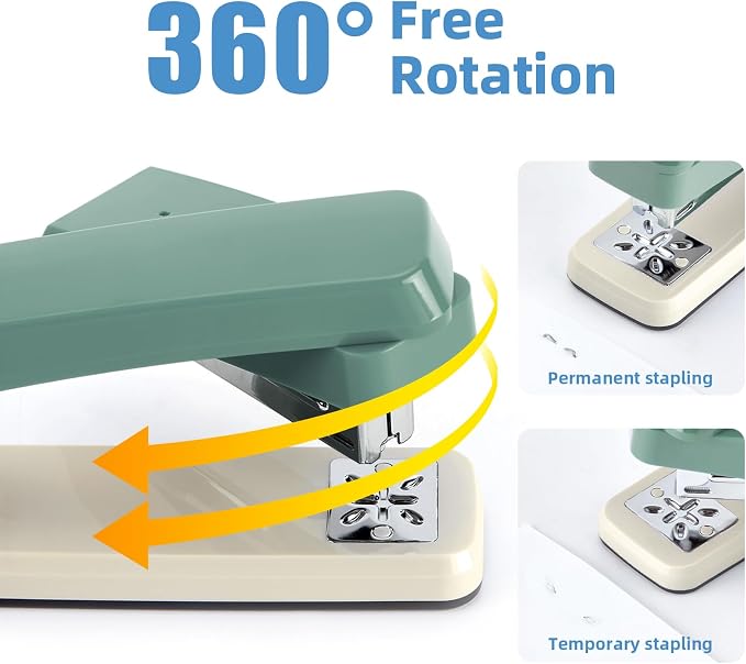 Deli/EZWORK Swing-Arm Swivel Stapler, 25 Sheets Capacity, 360 Degree Rotate - Image 3