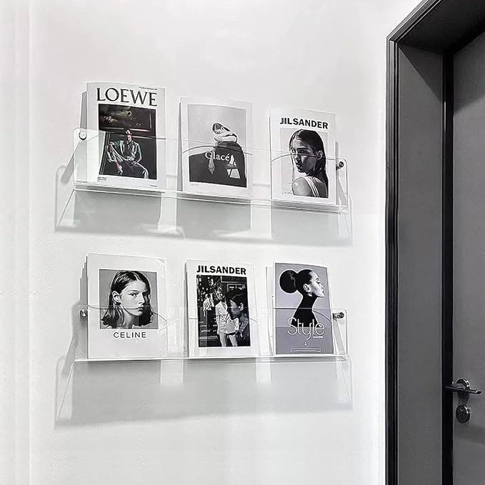 DuvinDD 2 Pack Acrylic Magazine Holder Rack Brochure Holder Wall Mount 24 inch - Image 5
