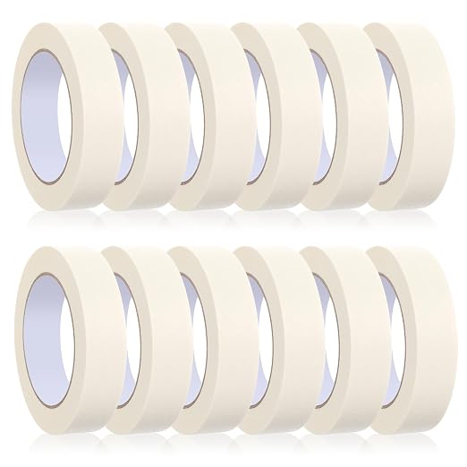 HOFURME 12 Rolls Masking Tape Bulk 1 Inch White Beige Masking Tapes by HOFURME