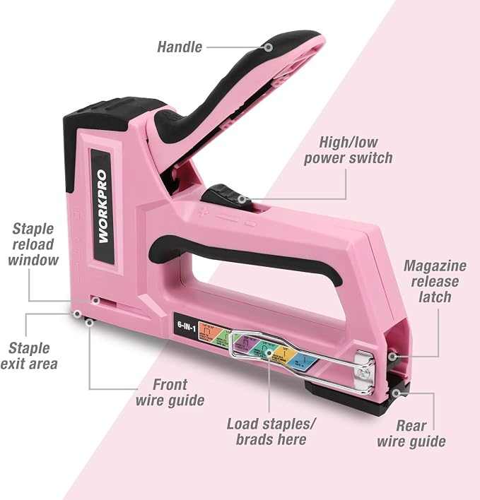 WORKPRO Staple Gun, 6-in-1 Manual Brad Nailer - Image 3