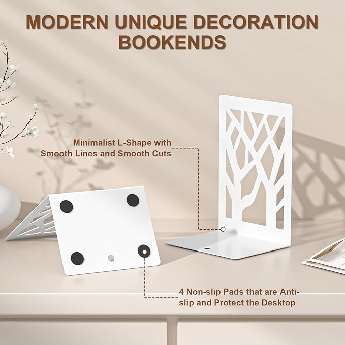 VFINE Withe Bookend 6-Piece, Tree Design Bookends - Image 3