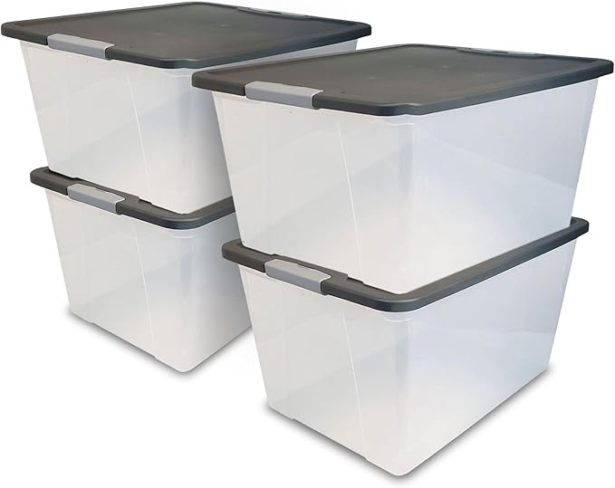 HOMZ 4-Pack Secure Latch, 64 Quart, and Office Organization by Homz