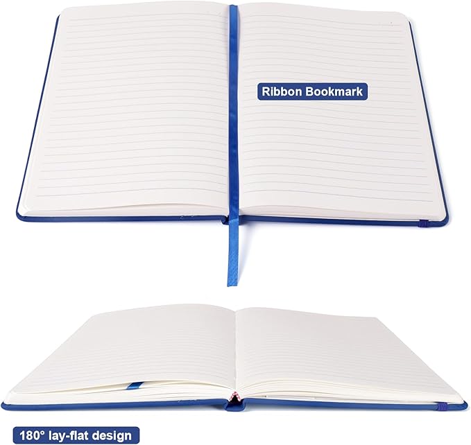 Comix Lined Journal Notebook for Women Men, Journaling Notebooks for Office School Home, 240 Pages, 5.5" x 8.3", College Ruled, A5, Hardcover, Navy Blue-DeskLoop Office